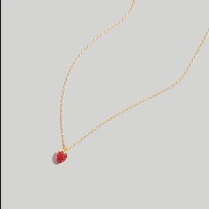 NWT Madewell Enamel Strawberry Pendant Necklace